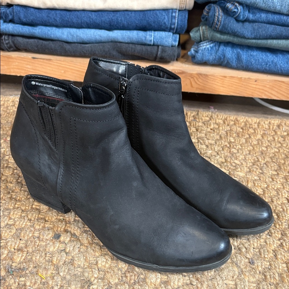 Blondo Black Waterproof Leather Ankle Boots
